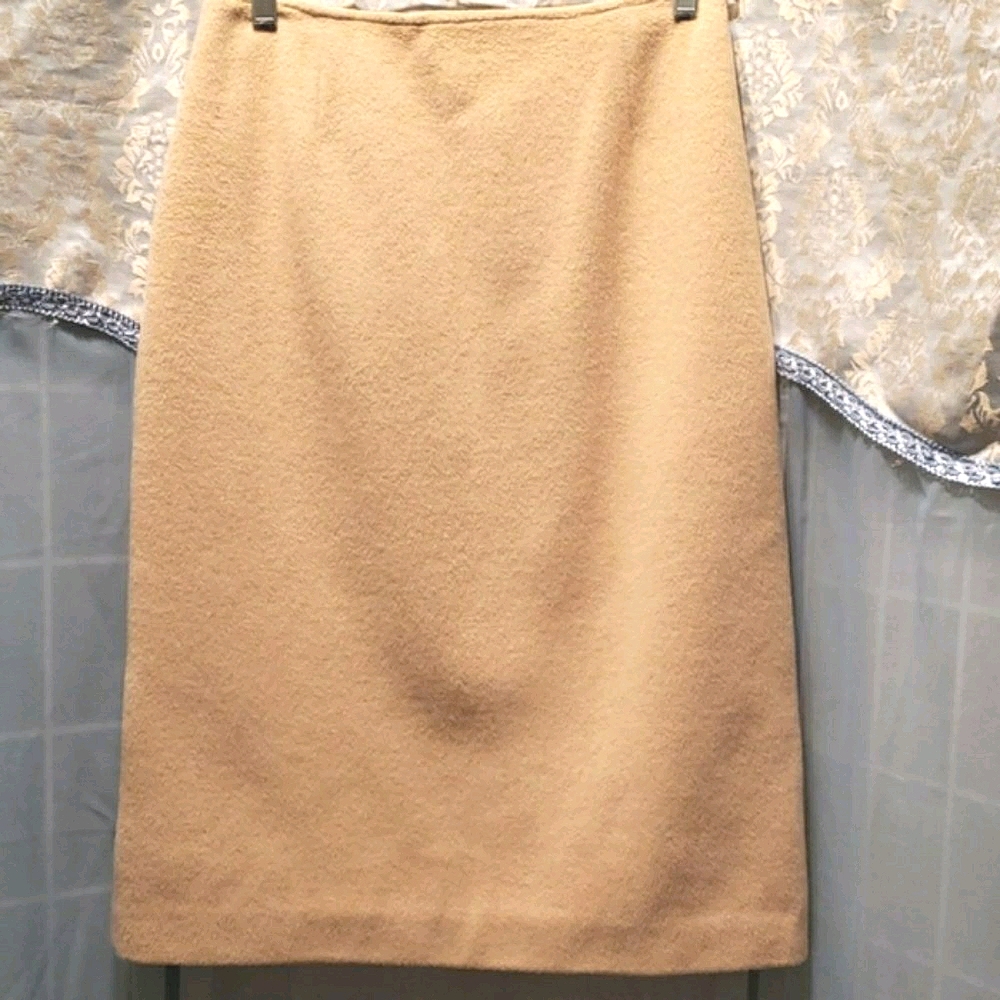 WOOL/CASHMERE STYLE TAN PENCIL SKIRT 30W